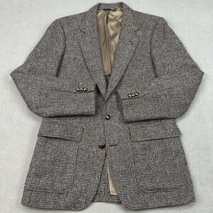 Harris Tweed Sport Coat Mens 41L Brown Scottish Wool Jacket Blazer USA Vintage